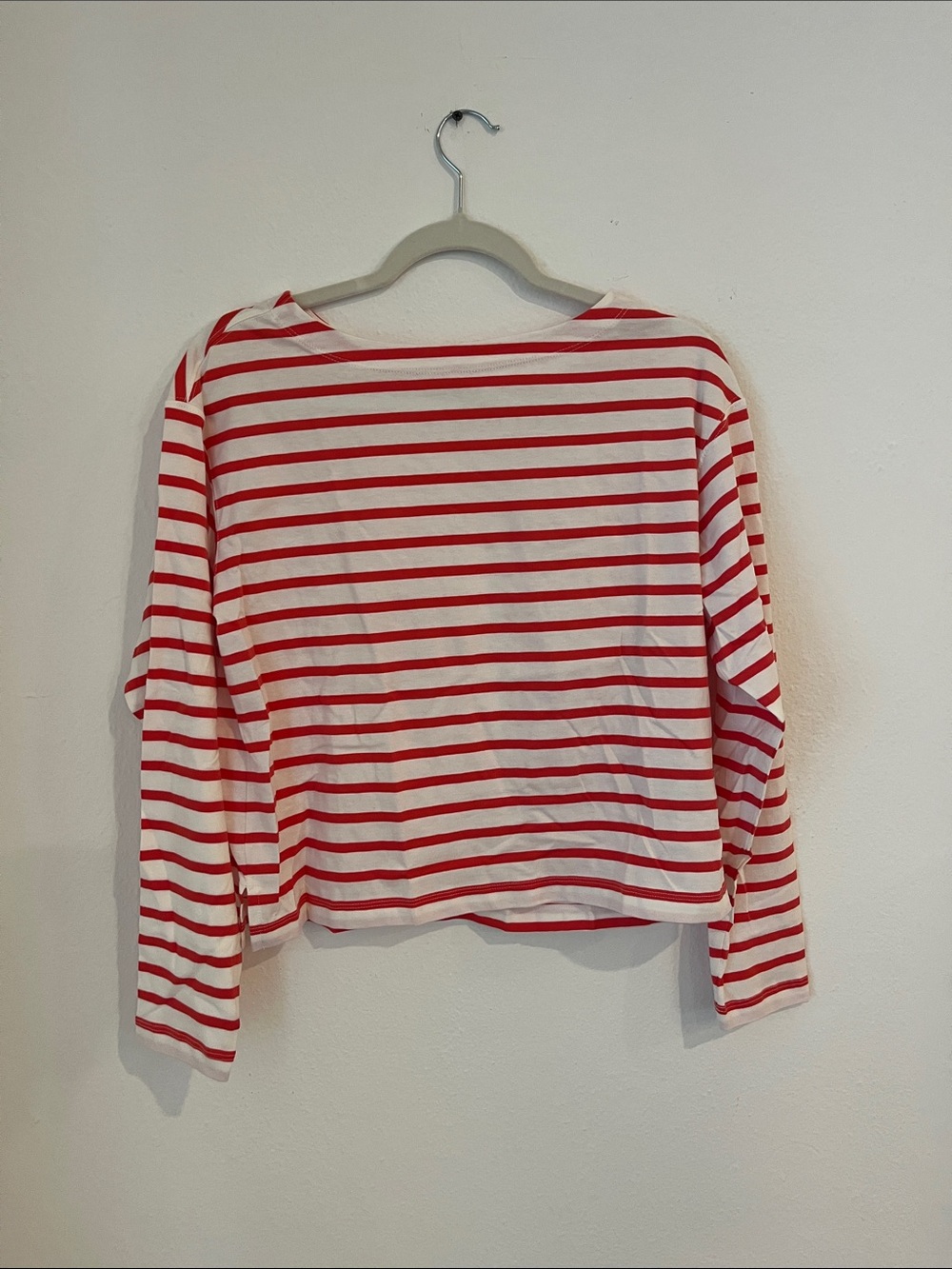 Old Navy Red and White Striped Crewneck Top